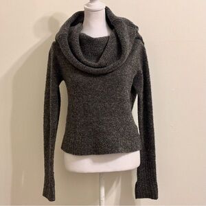 Lafayette 148 New York Charcoal Gray Wool Knit Cowl Neck Sweater Petite S